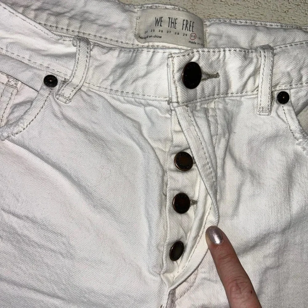 We The Free by Free People White Denim Shorts | Size 30 | Button Fly
